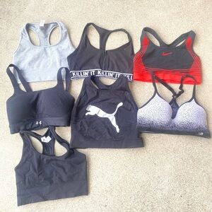 7 Womens Athletic Sports Bras Nike Puma Under Armour New Balance Size M & L Lot